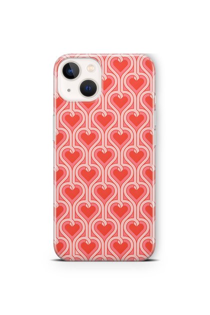 iPhone 15 Compatible Retro Heart Pattern Transparent Phone Case