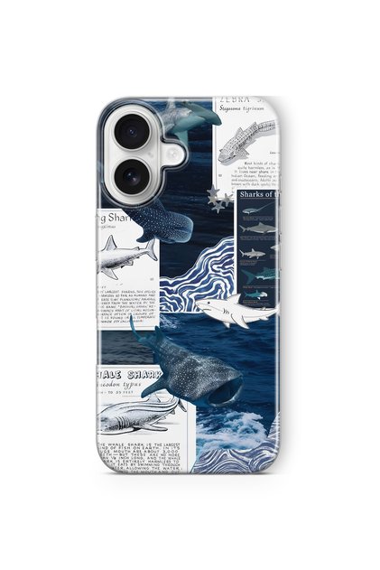 iPhone 17 Uyumlu Köpekbalığı ve Okyanus Tema Desenli Şeffaf Telefon Kılıfı
