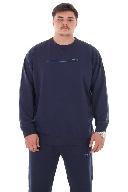 Men's Plus Size 2 Thread Crew Neck Sweatsuit Tracksuit Set Suitable for Weight up to 154 Kilograms