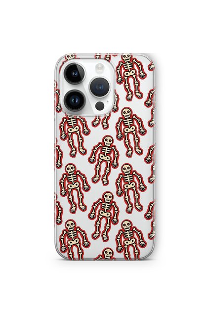 iPhone 15 Pro Compatible Skeleton Patterned Transparent Phone Case