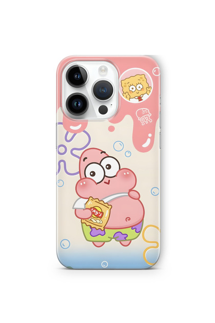 iPhone 16 Pro Compatible Patrick Star Patterned Transparent Phone Case