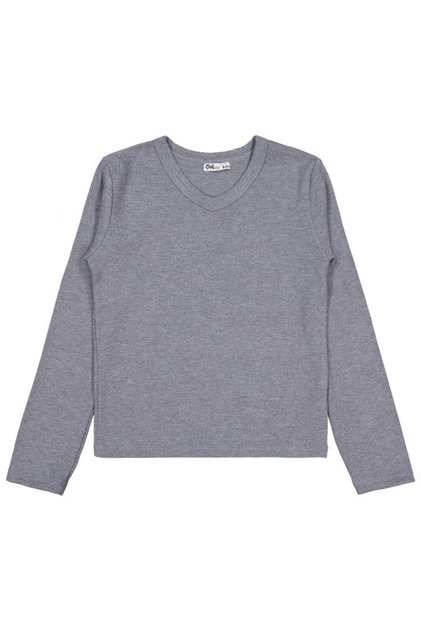 Civil Girls' V-Neck Sweatshirt |   Camisole Long Sleeve V-Neck |   School Nursery and Daily Use - Gray