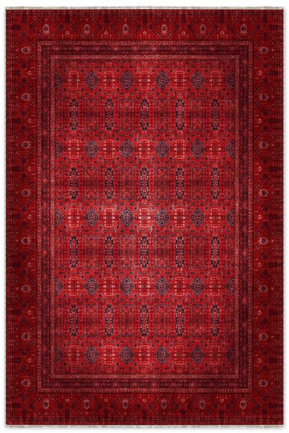 Design Burgundy Red Afghan Turkmen Chenille Carpet Rug Runner Non-Slip Washable Living Room Kitchen Hallway