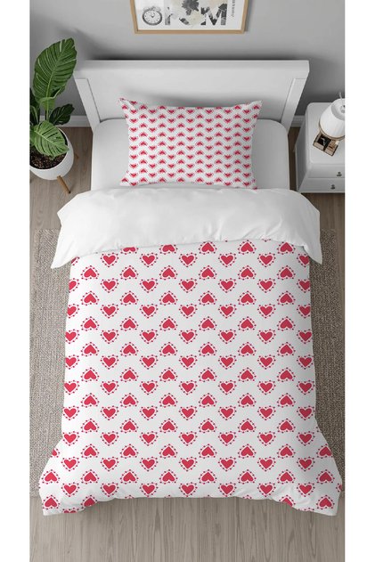 Heart Love Affection Happiness Pink Patterned Printed Specially Designed Single Duvet Cover Set Without Sheets