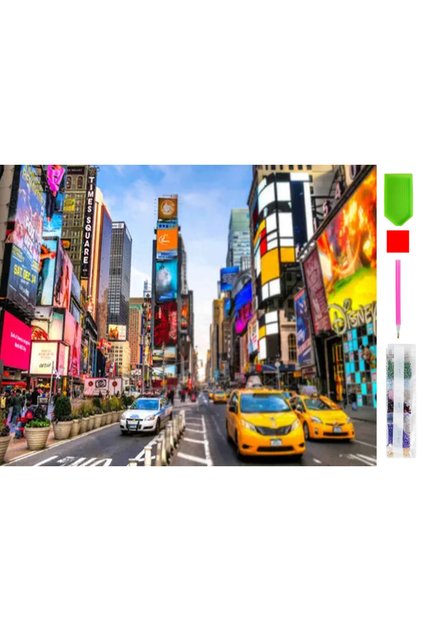 Goblen mozaic cu diamante, peisaj Times Square, 40 x 50 cm