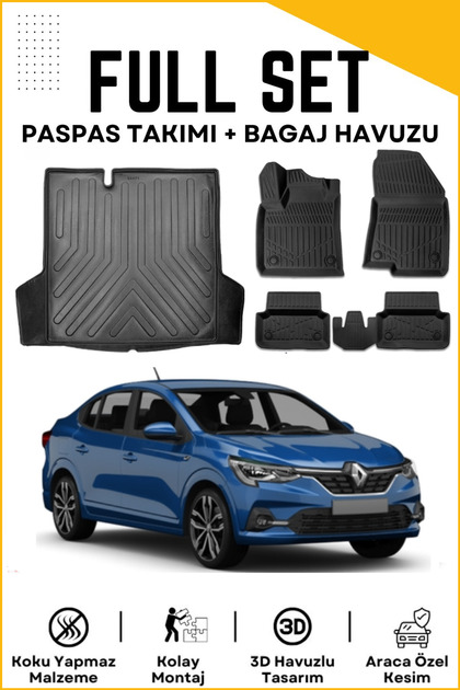 Renault Talıant 2022 Model Birebir Uyumlu Bagaj Havuzu+Paspas Seti