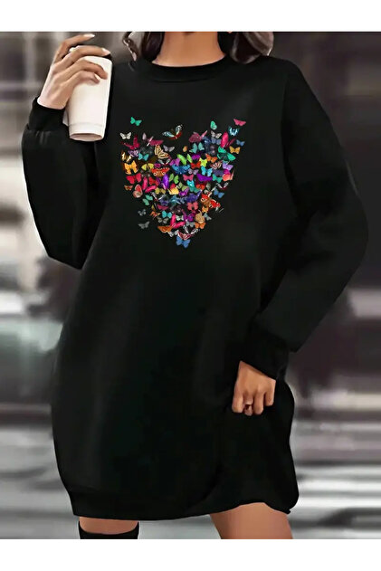 Rochie colorată cu inimă de fluture cu imprimeu Swea tricou pentru femei