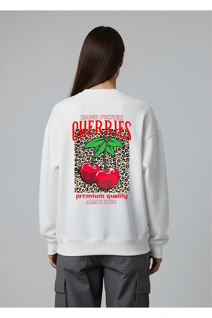 سويت شيرت نسائي برقبة دائرية قصة فضفاضة من PICKED CHERRIES مطبوع