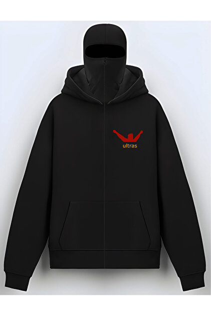 Edizen Ultras Holigan GS Kar Maskeli Ninja Düz Oversize Siyah