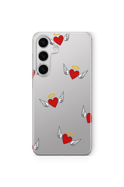 Samsung Galaxy A57 Compatible Angel Heart Pattern Transparent Phone Case