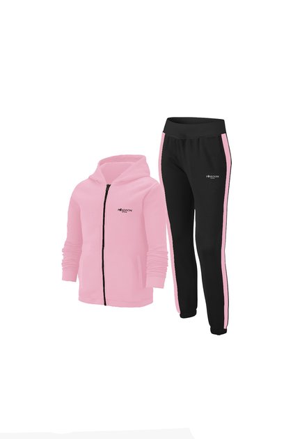 Girl's Powder Daily Sports Tracksuit Set 104Cm-176Cm Double Stripe