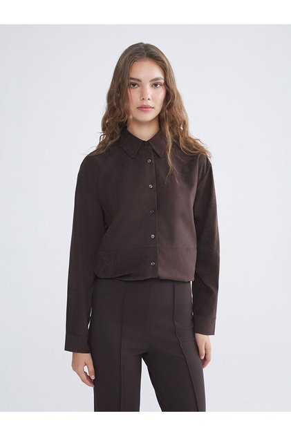 Lcw modest brown suede-look women's shirt tunic