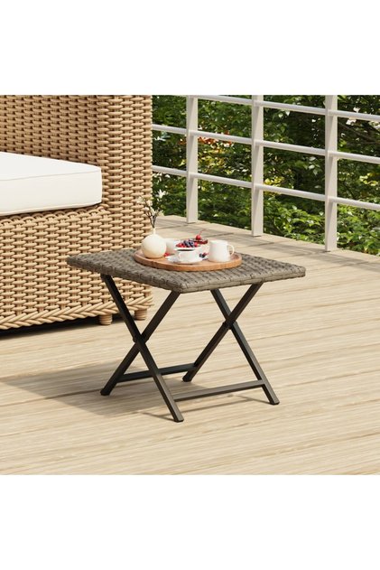 Folding Table Grey 45x35x32 cm Poly Rattan