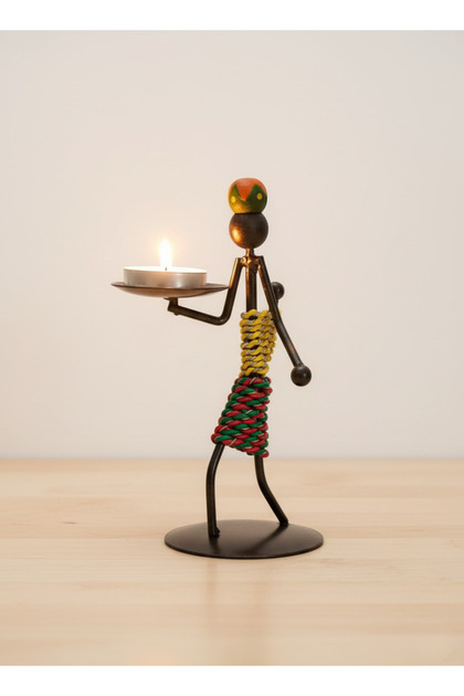African Themed Ethnic Figured Local Iron Candle Holder Candlestick Holder Retro Desktop Decorative Accessory