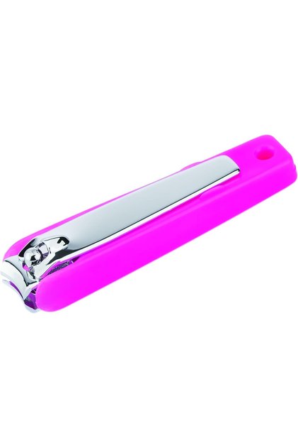 Nail Clipper With Catcher, Sharp Curved Blades, Ergonomic Non-Slip Grip, Pink