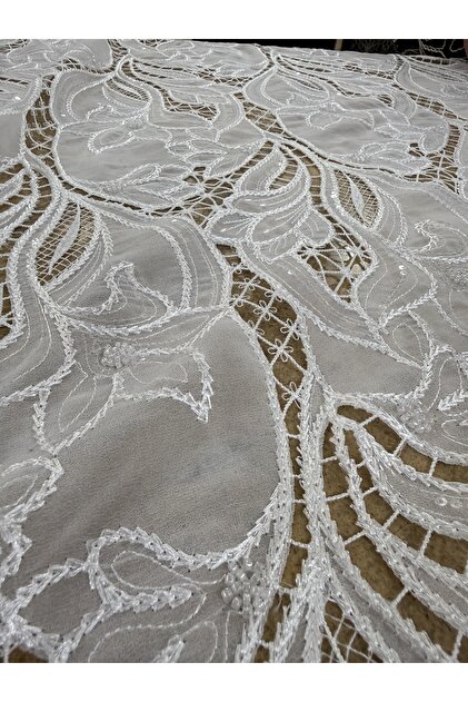 Black Beads and Sequins Embroidered Lace Fabric 130 cm Width | A Piped K – Dress Material – Stylish Design Fabric