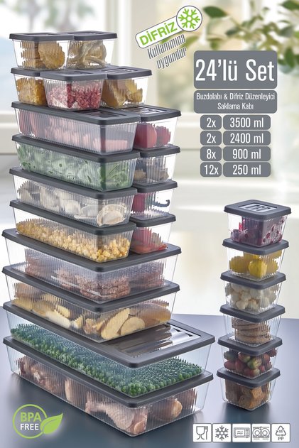 VİGENTİNO 4'Lü Set Buzdolabı Organizer Mikrodalga Uygun Difriz