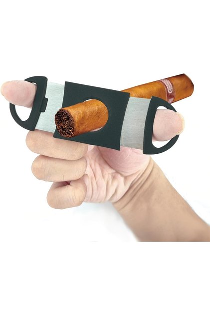 Stainless Steel Double Blade Guillotine Cigar Cutter — Portable, Fits All Cigar Sizes