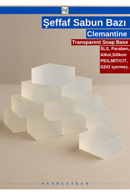 Şeffaf Sabun Bazı Clemantine SLS İçermez 1 kg Gliserinli Erit Dök Sabun Hammaddesi
