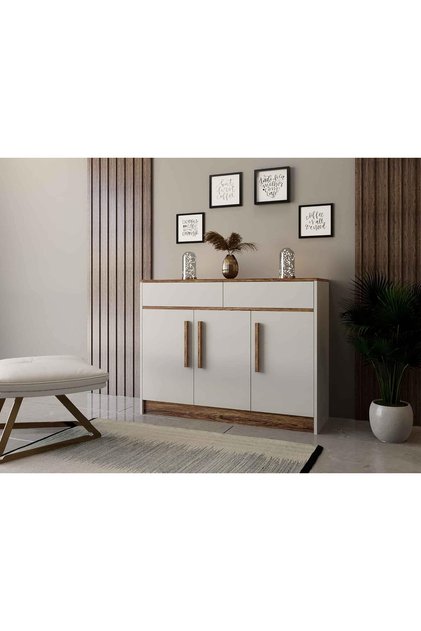 Modern white and brown shoe rack and cabinet - JZ01