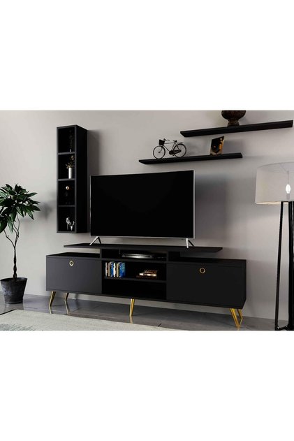 Black TV Stand and Bookcase - TV04