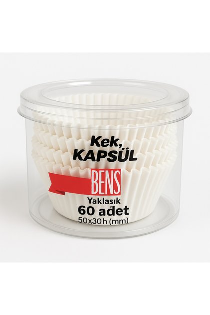 Cake Capsule 60 Pieces 50X30 mm White