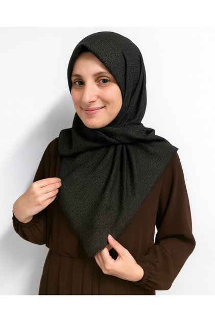 وشاح دنيم منقوش – 95×95 سم، غير قابل للانزلاق، مناسب للاستخدام في جميع الفصول، أسود اللون