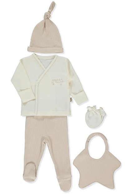 Organic Certified Interlock Zibin Set of 5 (Organic Born with Love) Beige