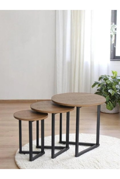 Stylish wooden nesting side table set