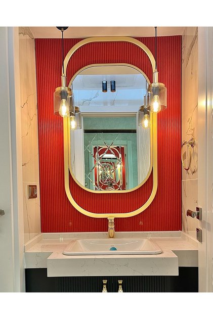 Lake ahşap çerçeveli dekoratif lavabo aynası