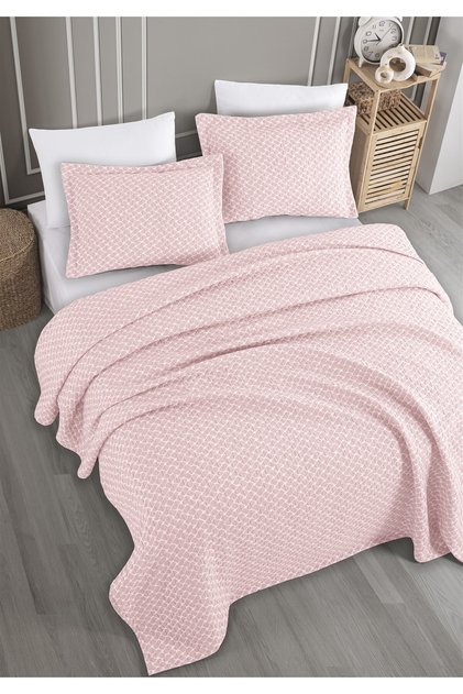 Stone Jacquard Bedspread Set Double Powder 230X240 cm