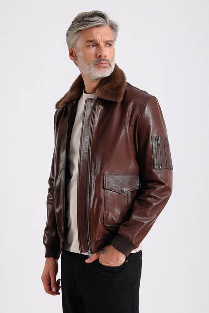 Maroquin Leather Alexandr Men's Pilot Leather Coat