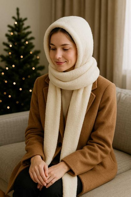 Welsoft Plush Hooded Scarf - Trendy Look, Warmth and Comfort in One Hooded Scarf
