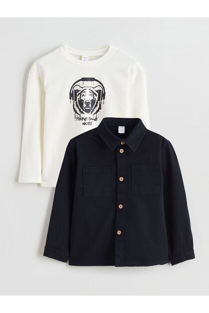 Lcw Baby Boys' Shirt and T-Shirt Set 2-Pack