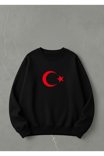 Sweatshirt October 29 Republic Day Themed Oversized Unisex – Blood Red Moon Star Printed
