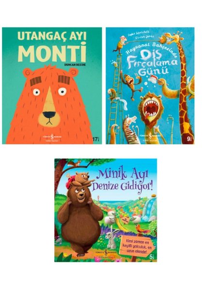 Iş Kültür Set of 3- Utangaç Ayı Monti - Minik Ayı Denize Gidiyor - hayvanat Bahçesinde Diş Fırçalama