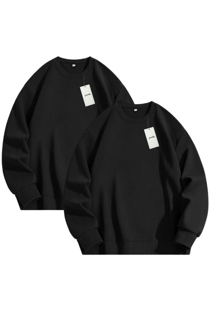 2-Pack Fleece-Lined Crew Neck Oversized Unisex Sweatshirt