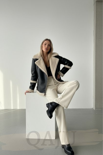 Women's Faux Leather Fur Detailed Coat