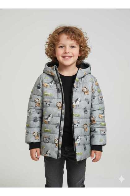 New Patterned Ka Hooded U and Windproof Boy's Coat with Fur Inside
