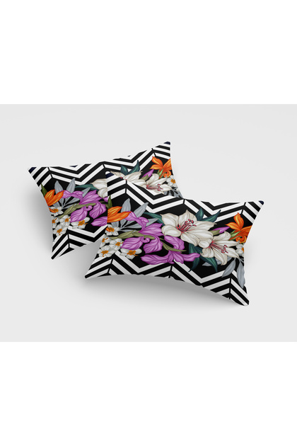 2 Pcs Lily Flower Pattern Digital Printed Rectangle Throw Pillow Case