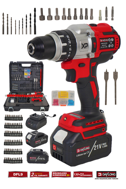 Daflong KÖMÜRSÜZ ÇELİK MANDREN 21V 13MM KÖMÜRSÜZ ŞARJLI DARBELİ