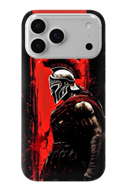 iPhone 18 Pro Compatible Warrior Sparta Patterned Transparent Phone Case