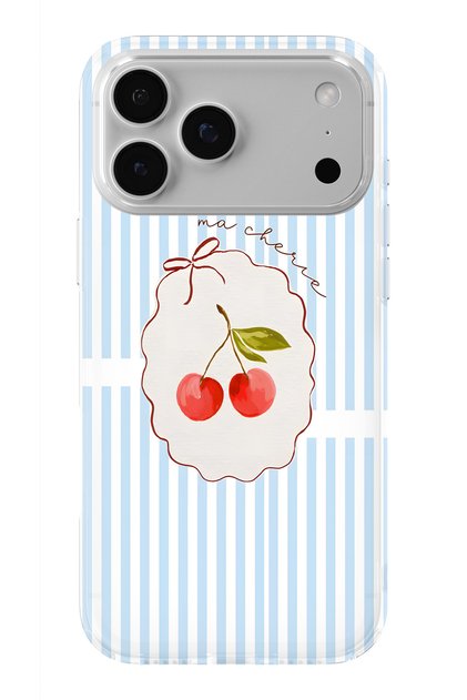 iPhone 18 Pro Compatible Ma Cherie Cherry Pattern Transparent Phone Case