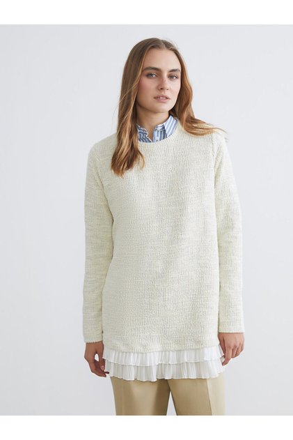 Özmarka New Season Crew Neck Textured Women's Tunic