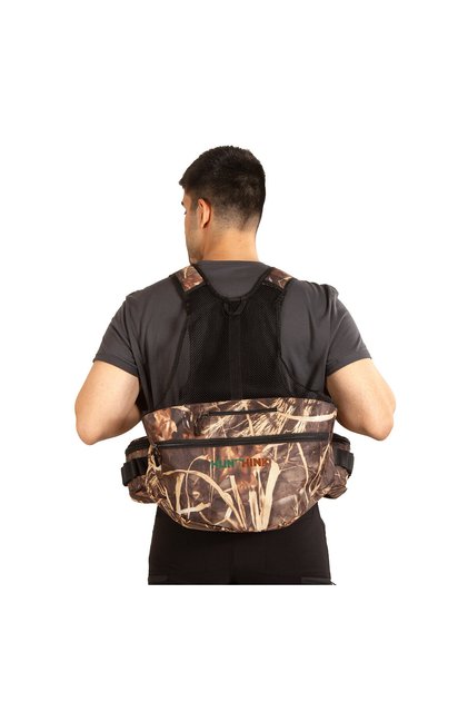 VestPack Saz Kamuflaj Çantalı Avcı Yeleği Ayarlanabilir Beden