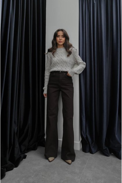 Dark Brown Tinted Wide Leg Jean