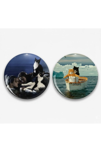 2’li set Catanic Titanik Kedi Rozet