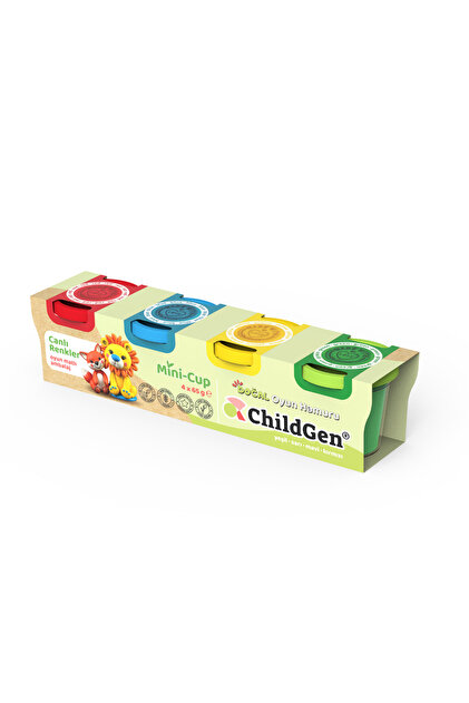 Doğal Oyun Hamuru - Mini-Cup Tilki ve Aslan 4x65gr (Ana Renkler)