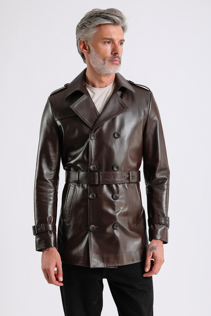 Maroquin Leather Moreno Erkek Hakiki Deri Trençkot