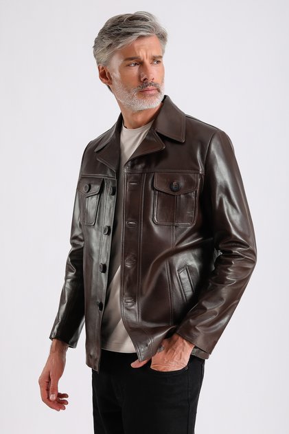 Maroquin Leather Ramos Men's Safari Leather Coat